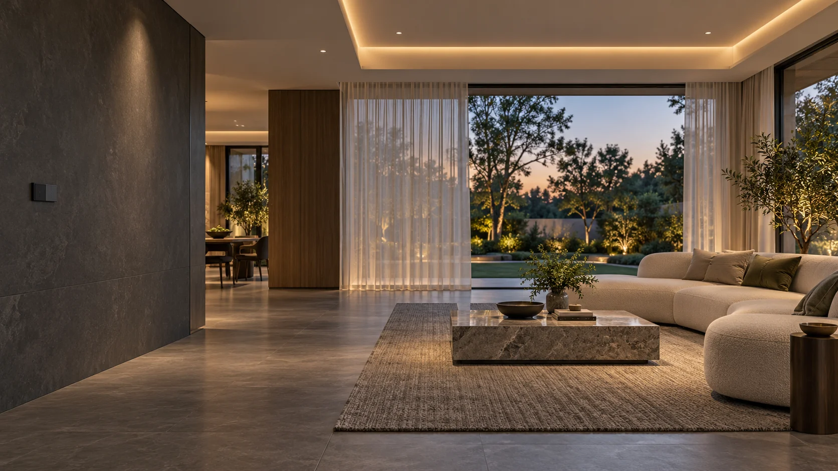 Bring lighting and curtains together for relaxed evenings and easier mornings.